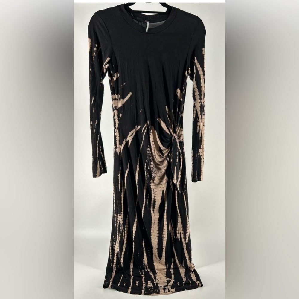 Young, Fabulous, and Broke Blue Black Tie Dye Midi Side  Dress BodyCon Size S